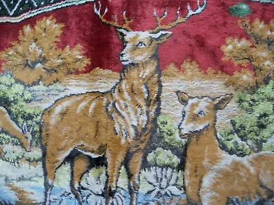 Vintage Italian Tapestry Velvet Wall Hanging - DEER Stag • $20