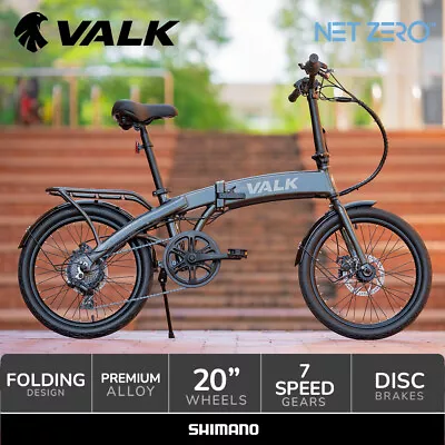 VALK Electric Folding Bike 20  Inch Foldable Dark Grey Ebike Shimano Fold Up • $1009