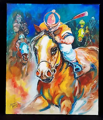 Marcia Baldwin ~ 08 Original Painting ~   Racing Day   Brilliant In Every Detail • $1252.88
