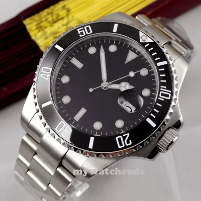 Big 43mm Sterile Black Dial Luminous Miyota Sapphire Glass Automatic Mens Watch • $88.20