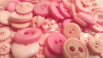 Lot 100 Mixed Assorted PINK Vintage & New Buttons Crafts Bulk Free Ship • $15.95