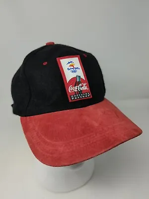 Vintage Coca Cola Coke Sydney 2000 Olympics Licensed Wool / Suede Black Hat Cap • £18.75