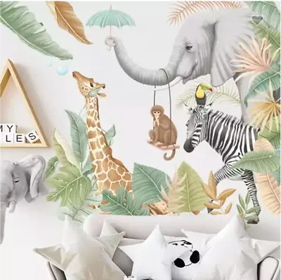 £11.90 • Buy Jungle Wall Stickers  Animal Wall Mural  Jungle Animal Wall Decal