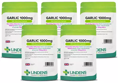 Garlic 1000mg Odourless High Strength (1000 Softgel Oil Capsules) - UK Made • £19.99