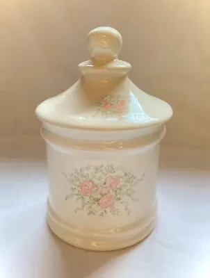 Hadida Bathroom Collection English Bone China Lidded Storage Jar Floral Pink  • £8