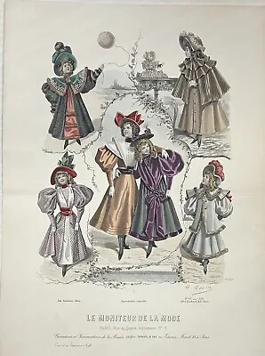 French Fashion Print ”La Mode Illustrée  1894 Original Hand Colored Signed • $9.95