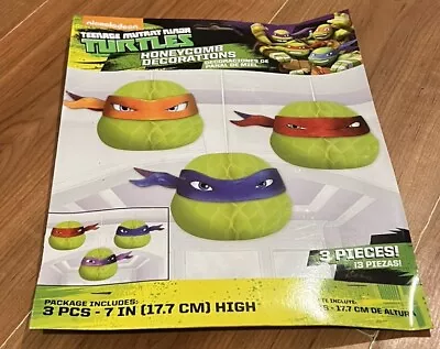 Teenage Mutant Ninja Turtles Honeycomb Birthday Decorations Pack Of 3 X 7in • £4.50