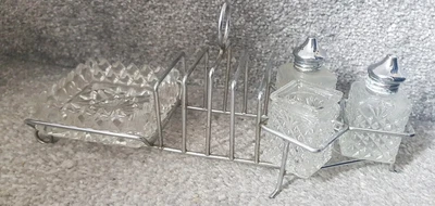 £9.99 • Buy Vintage Toast Rack With Marmalade/Preserve Dish And Condiments On Stand