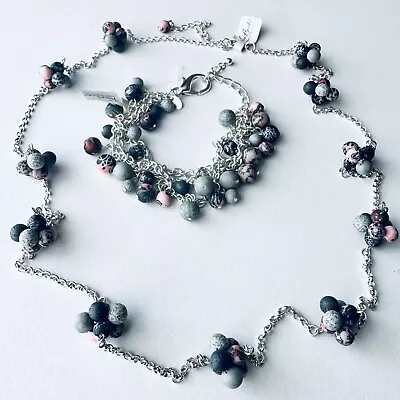 Viva Beads Handmade Silver Chain Long Necklace & Bracelet Set NWT • $30.90