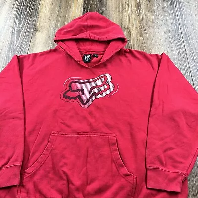 Vintage Fox Racing Hoodie Mens XL Red Sweatshirt Motocross Dirt Bike Sweater • $29.96