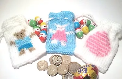 KNITTING PATTERN 406: 3 Easter Gift Bags: BUNNY TEDDY AND EGG DESIGNS • £2.40