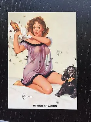 Elvgren PINUP Girl Card -  Ticklish Situation - Brown & Bigelow • $5.95