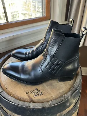 Saint Laurent Wyatt Chelsea Black Leather Boots Size 44 US 11 Mens • $320