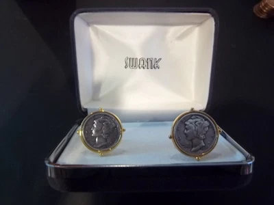 $23.90 • Buy Mercury Silver Dimes 1936 & 1939 In Vintage  Cuff Links