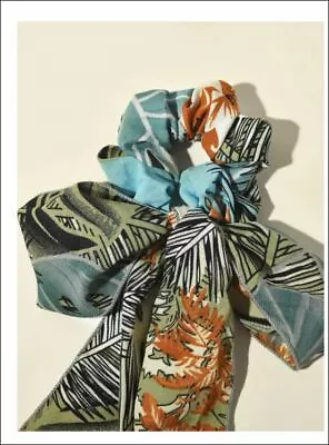 Hawaiian Leaf Pattern Scrunchie Scarf Ribbon Hair Tie Bow Multi-Functional  • $14.07