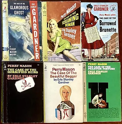 6 Vintage Perry Mason 1st PB Printings Erle Stanley Gardner VG- To VG+ Condition • $24