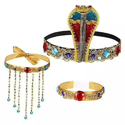 3 Pieces Retro Style Women's Egyptian Costume Snake Beaded Headband Dress Up For • £8.08