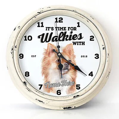 Personalised Kitchen Clock Chihuahua Name Round Wall Hanging Home Gift DC12 • £22.95