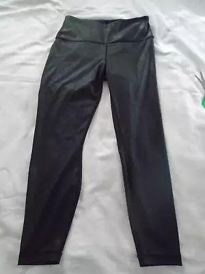90 DEGREE BY REFLEX FAUX BLACK LEATHER HIGH WAISTED STRETCH  LEGGINGS  SZ Med • $7.99