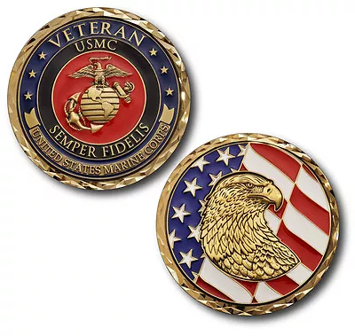 NEW USMC U.S. Marine Corps Veteran With Eagle Challenge Coin. • $15.99