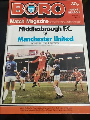 Middlesbrough V Manchester United Matchday Programme. 1980-81 Season. Division 1 • £0.99