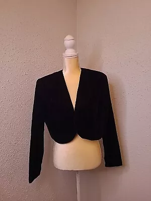 SCOTT JESSICA McCLINTOCK Black Velvet Shrug Bolero Crop Jacket S Formal Prom  • $41.86