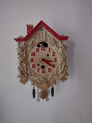 Vintage Lux Pendulette Novelty Clock Rudolph The Red Nosed Reindeer - Working  • $29.95