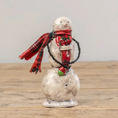 $30 • Buy Rustic Primitive Snowman Figurine W/stocking, Scarf, 7 1/2  T Ragon House NWT