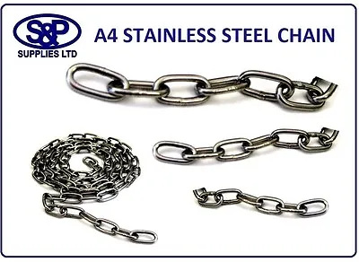 2mm 3mm 4mm 5mm A4/316 Marine Grade Stainless Steel Chain Anti Corrosion.  • £145.19
