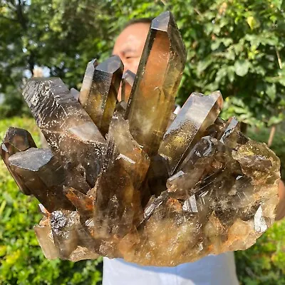 8.7LB Natural Smoky Black Quartz Cluster Crystal Specimen Healing • $0.99