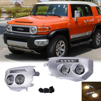 Pair Fits 2007-2014 Toyota Fj Cruiser Driving Bumper Fog Lights LED DRL Lamps • $99.99