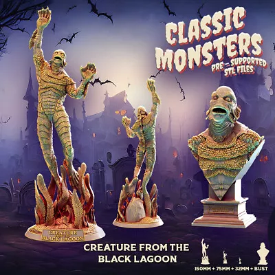 Creature From The Black Lagoon-Classic Monsters-3D Printed Resin Miniature/Bust • $15