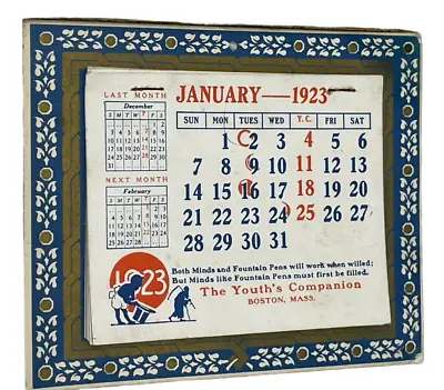Antique 1923 The Youth's Companion Boston Mass. Desk Calendar Perry Mason Co. • $19.99