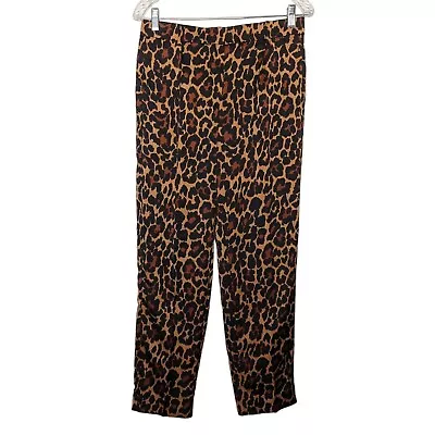 J. Crew High-rise Leopard Print Wide-leg High Rise Trouser Size 6 • $18.74