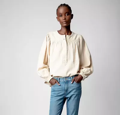 Zadig & Voltaire Tigy Cotton Twill Blouse Top Shirt Cotton Long Sleeve M 255209 • $59.90