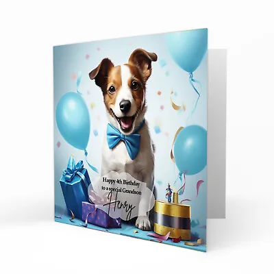 Personalised Boys Birthday Card Mens Son Grandson Nephew Jack Russell Dog 641 • £3.79