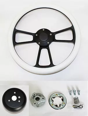 Blazer C10 C20 C30 Chevy Pick Up Steering Wheel White Grip On Black Spokes 14   • $181.57