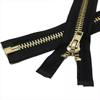 #10 27 Inch Metal Zipper Brass Separating Jacket Zipper Heavy Duty Metal Zippers • $16.99