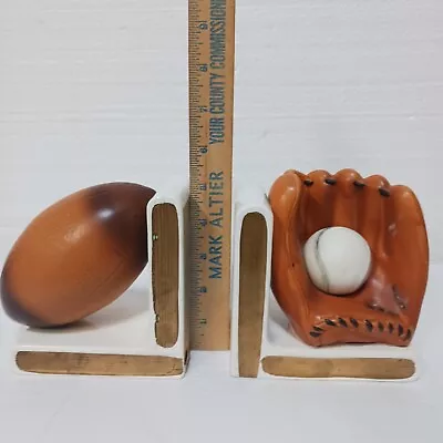 Vintage Pair Of Lefton Football & Baseball Ceramic Bookends • $19.95