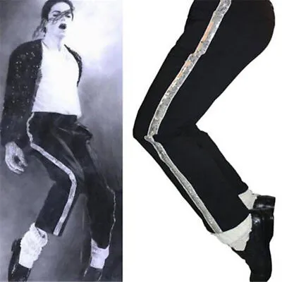 Billie Jean MJ Michael Jackson Entertainers Straight Trousers Black Pants • $38.73