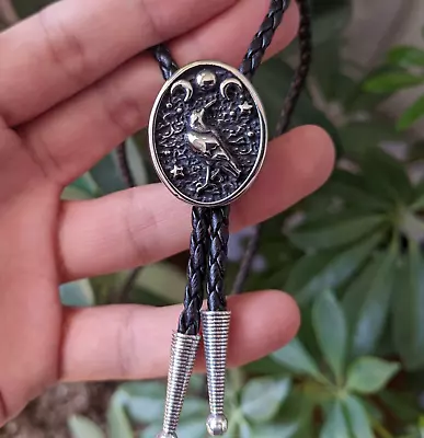 Crow & Moon Mens Bola Bolo Tie Wedding Necklace Western Cowboy Necktie • $17.99