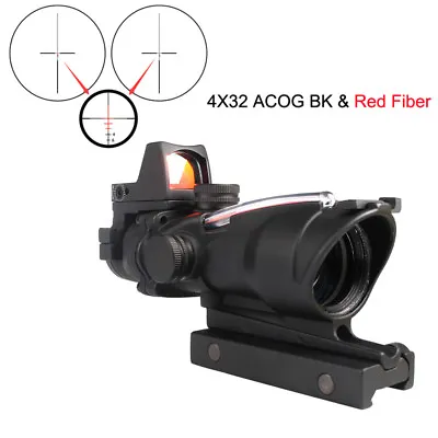 Hunting Gun Rifle Scope Red Green Fiber 4X32 ACOG With RMR Red Dot Sight • $128.99