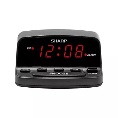 Digital Alarm Clock With Keyboard Style Controls - Battery Back-Up Black/Red LE • $14.97