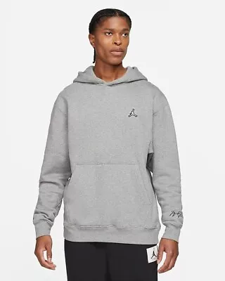 Jordan Essentials Sports Fleece Pullover Hoodie Embroidered Logo Gray DA9818-091 • $49.98