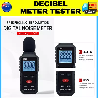 Digital Sound Level Meter 30-130dB Decibel Noise Measure Reader Pressure Tester • $24.95