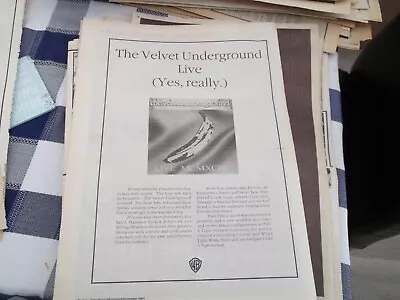 £5.85 • Buy THE VELVET UNDERGROUND Pair Inc ,LIVE ALBUM RELELASE POSTER 1993  FRAMING
