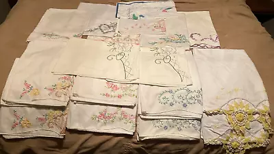 Vintage Hand Embroidered Pillow Case Lot 16 • $39.99