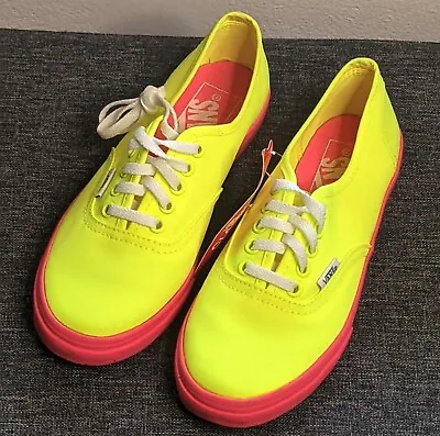 $66.97 • Buy Vans Off The Wall Neon Fluro Yellow Pink Sole Shoes Mens US 3.5 Womens US 5