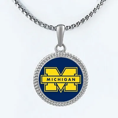 Michigan Wolverines Mens Womens 20  Lnk Chain Pendant Necklace W Gift Pkg D22 • $20.95