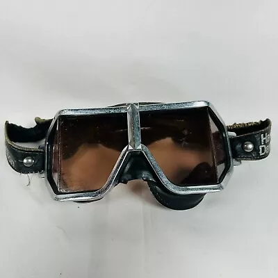 Harley Davidson Motorcycle Goggle Glasses Silver Leather Aviator Cockpit READ • $79.99